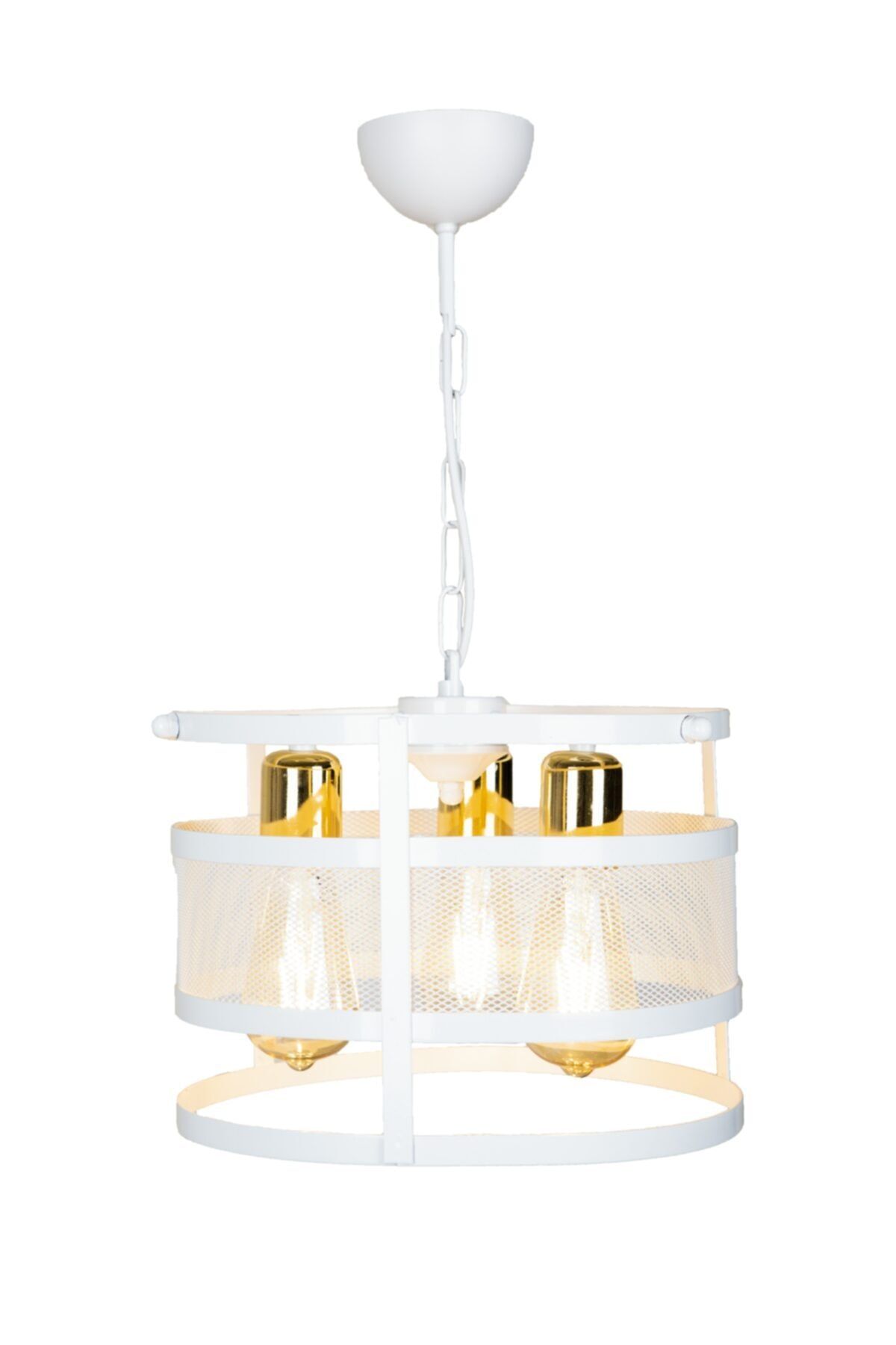 KitchenLand Modern Beyaz Halka Gold 3 Lu Sarkıt Avize