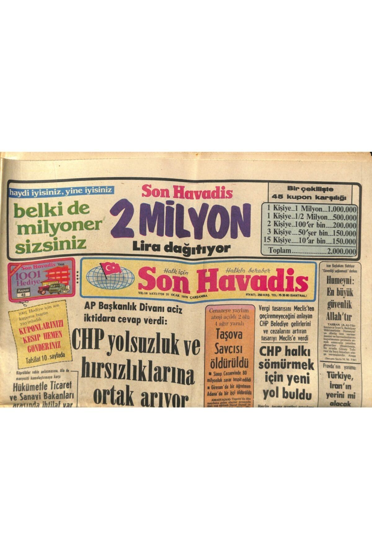 Gökçe Koleksiyon Son Havadis Gazetesi 31 Ocak 1979 Zeki Müren Kendisini Tanıyan En Şanslı Okurumuzu Gazinoda Misafir
