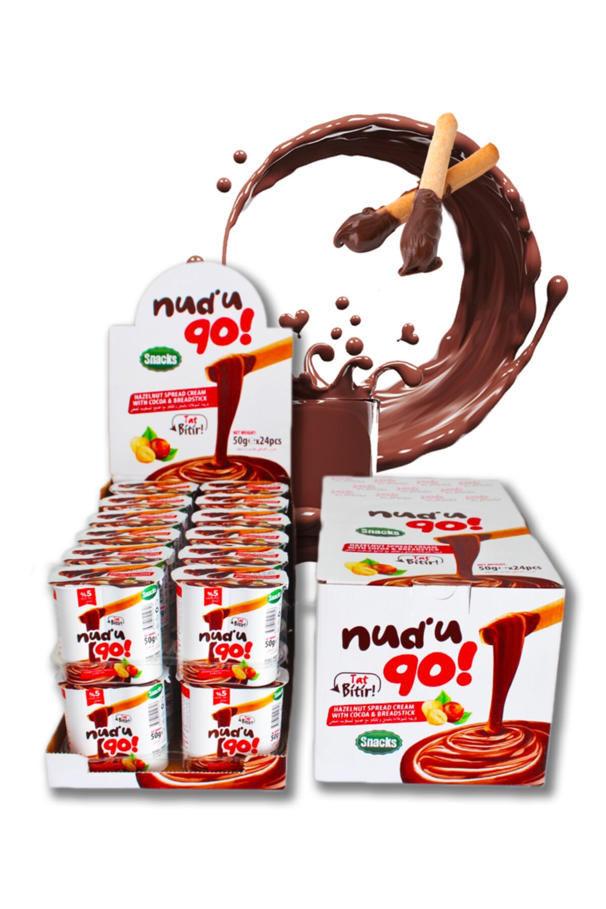 Nud'u Go Tat Bitir 50 Gr Kakaolu Fındık Kreması Ve Çubuklar - 24 Adet