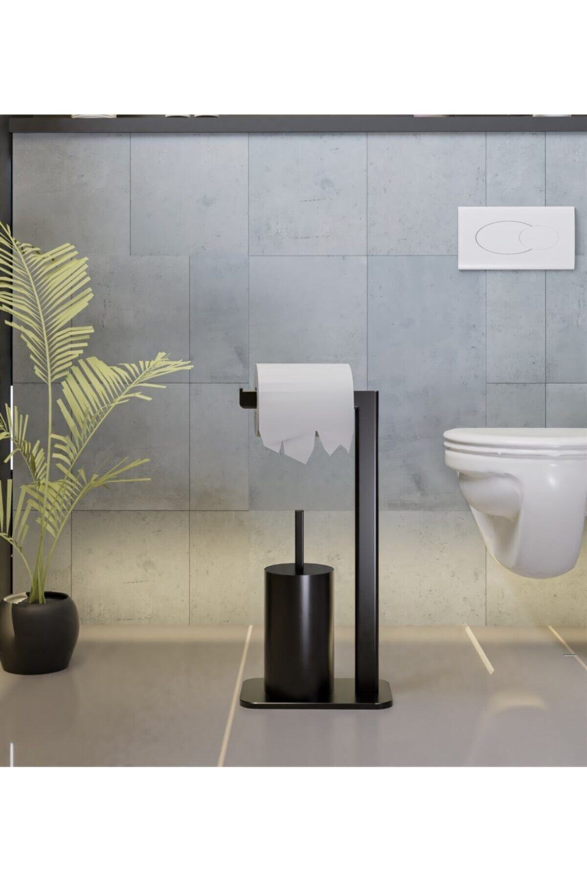 DND Concept Swan Cleaning Black Tall Tuvalet Kağıtlığı Ve Tuvalet Fırçalığı