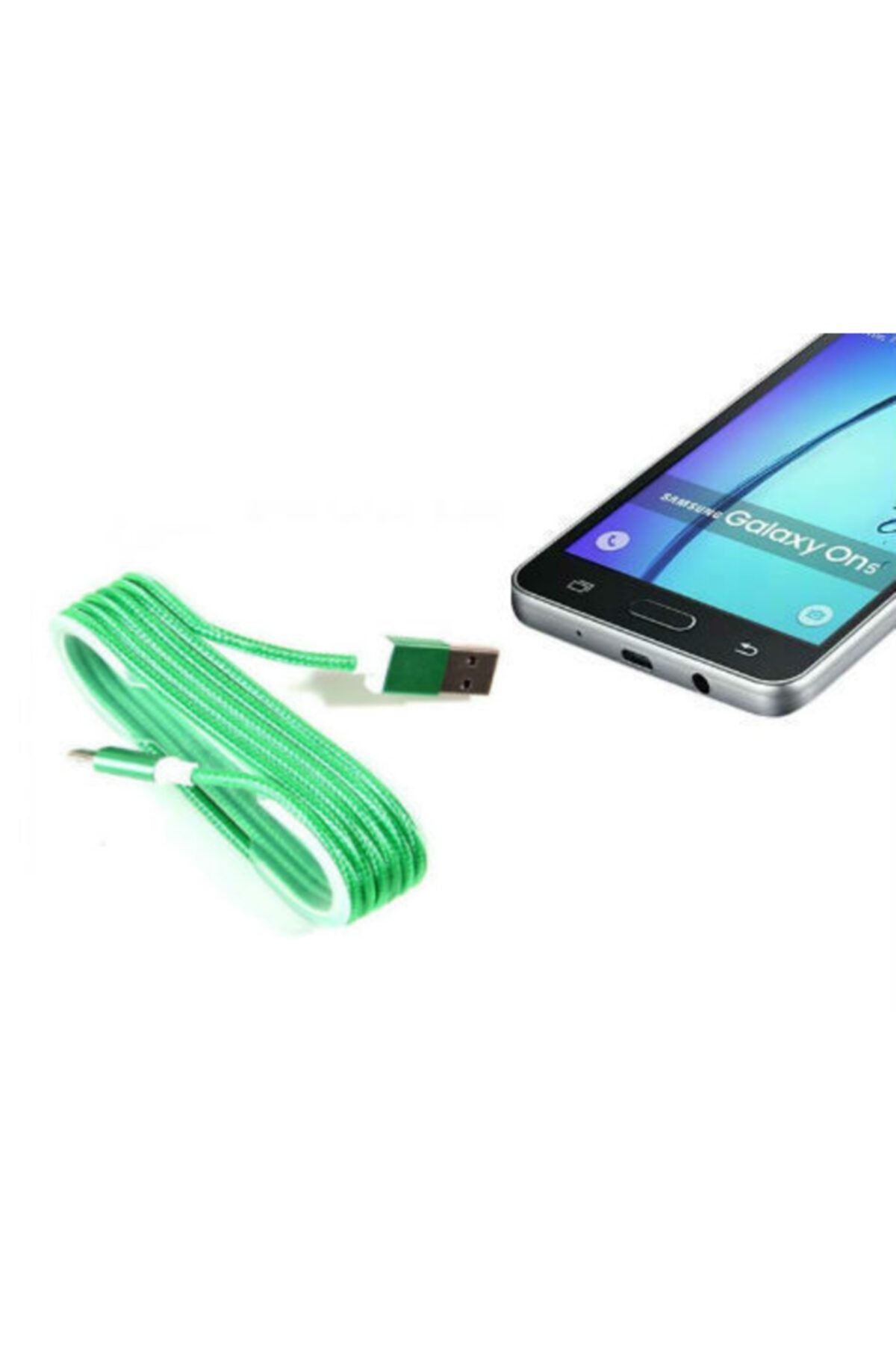 rüzgaravm Android Örgü Şeklinde Renkli Çelik Şarj Data Kablosu - Yeşil