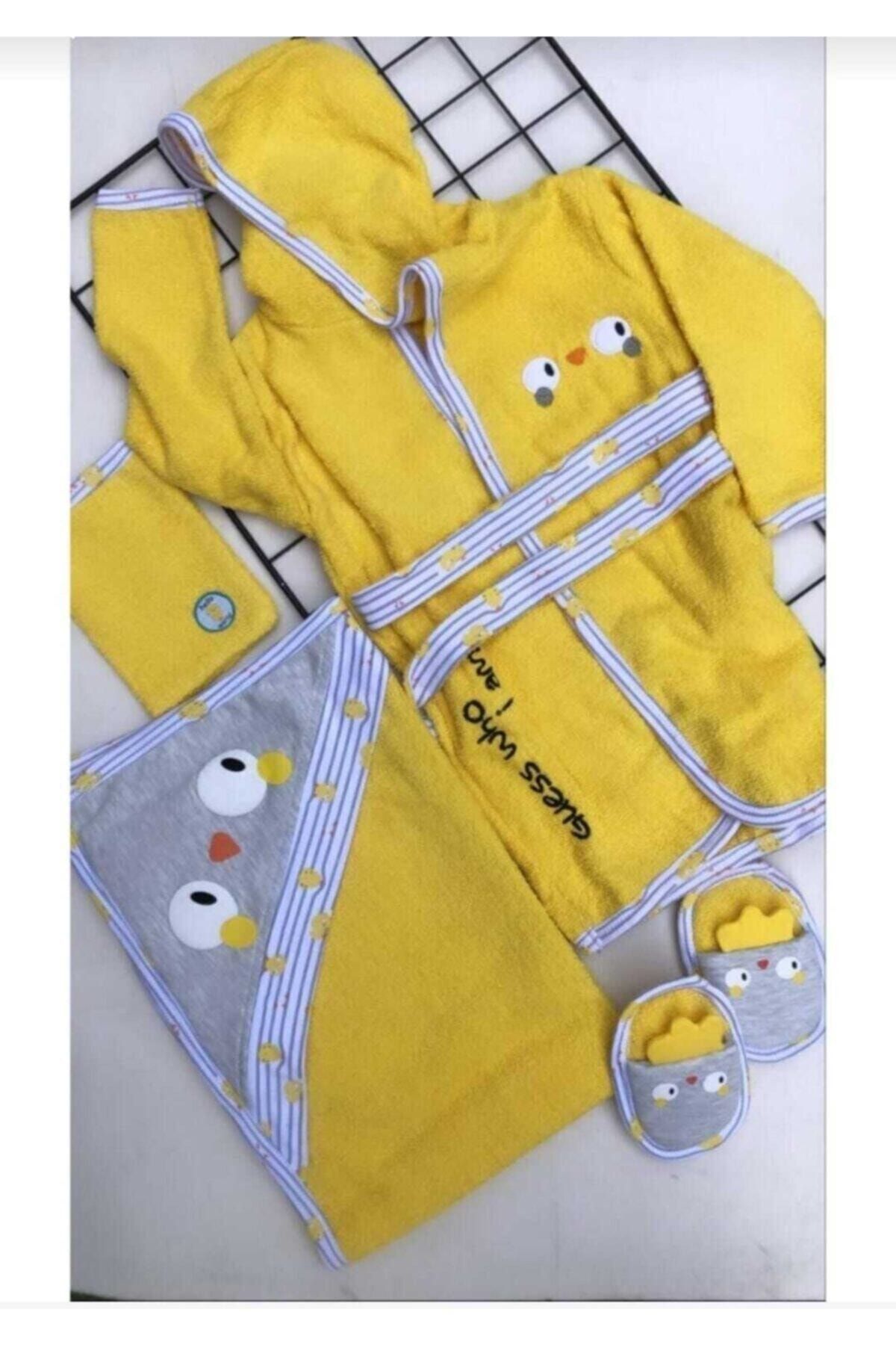 Miniworld Unisex Sarı Civciv Bornoz Seti