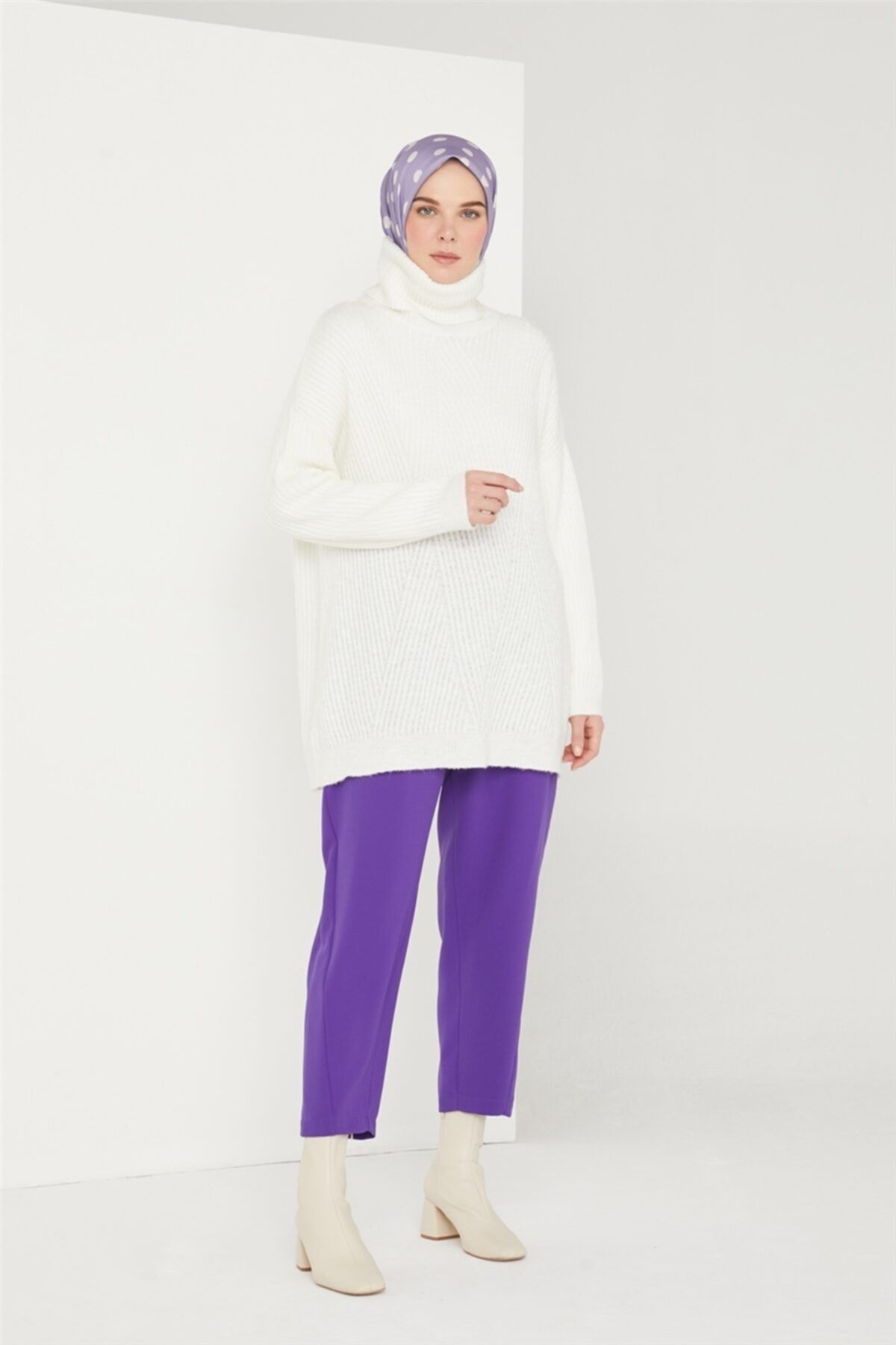 Armine Yüksek Belli Pantolon 21k2107 Mor