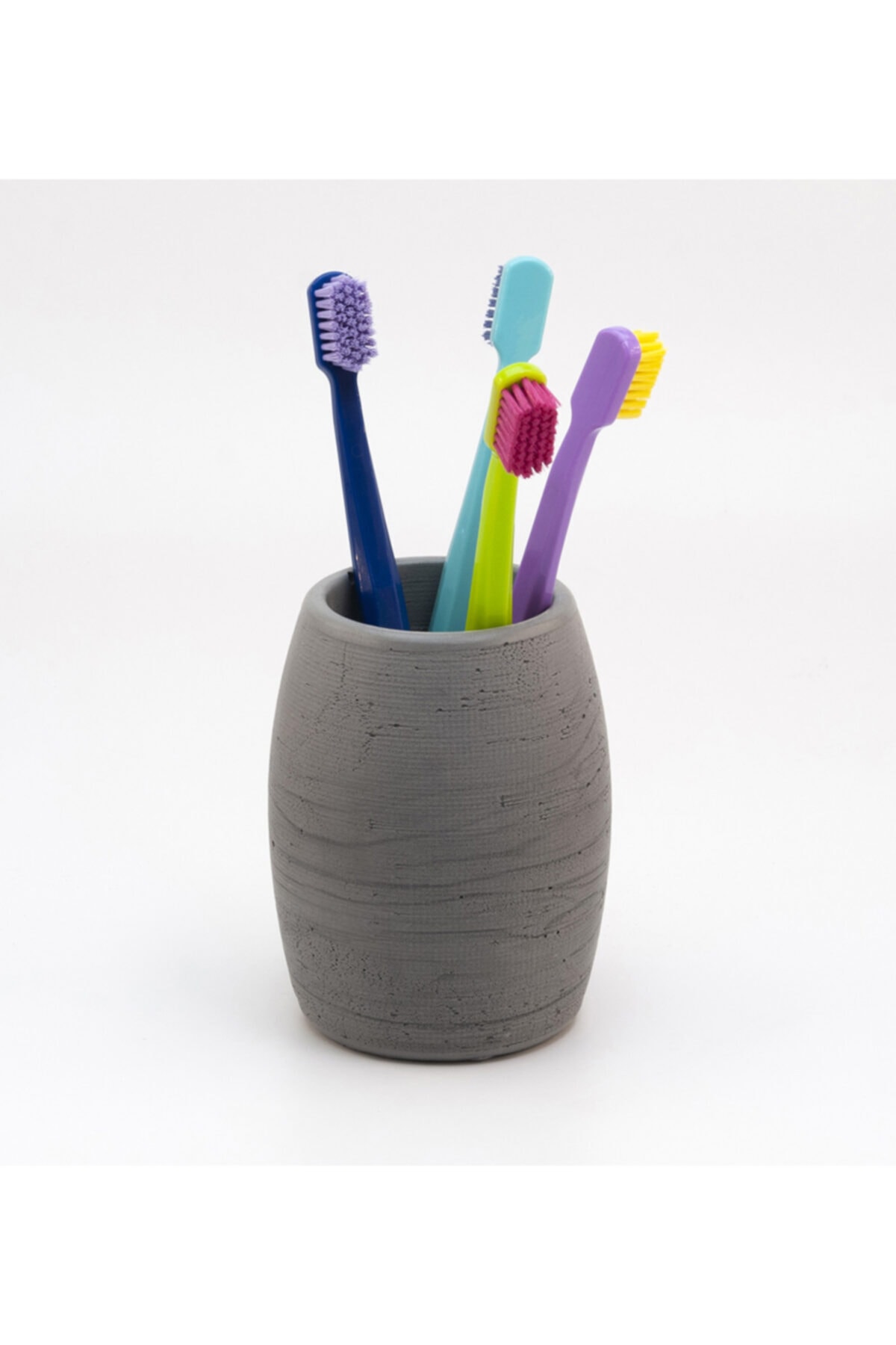 PabloFi Fıçı Model Açık Gri Beton Diş Fırçalık Banyo Aksesuarı