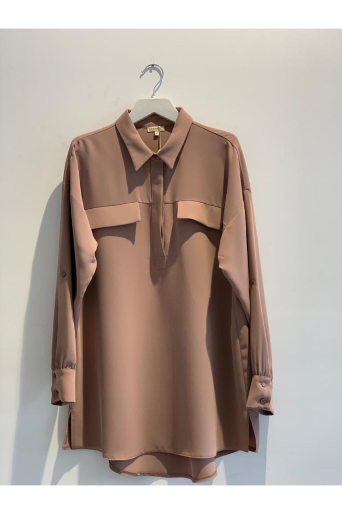 Kayra Süs Cepli Tunik Camel Ka-a21-21072