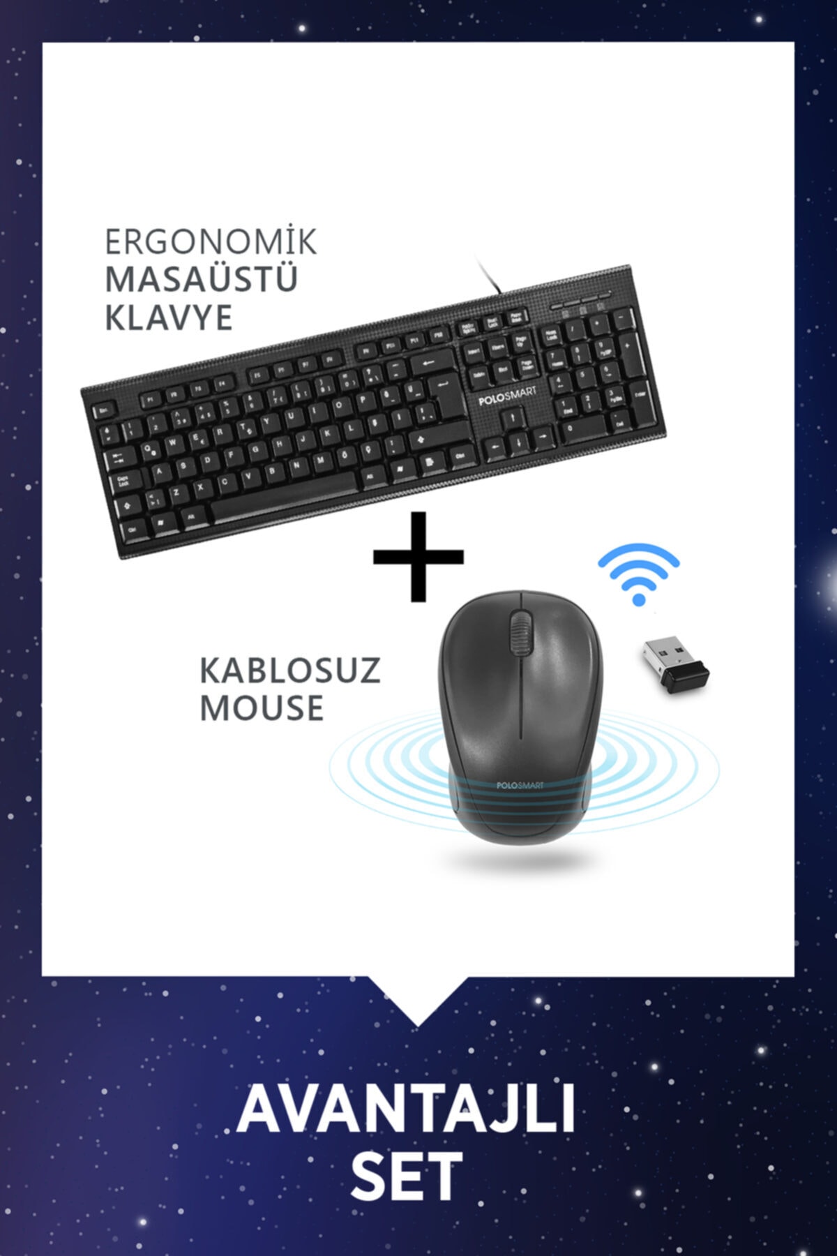 Polosmart Kablolu Q Klavye - Kablosuz Mouse Seti Psk01+pswm03