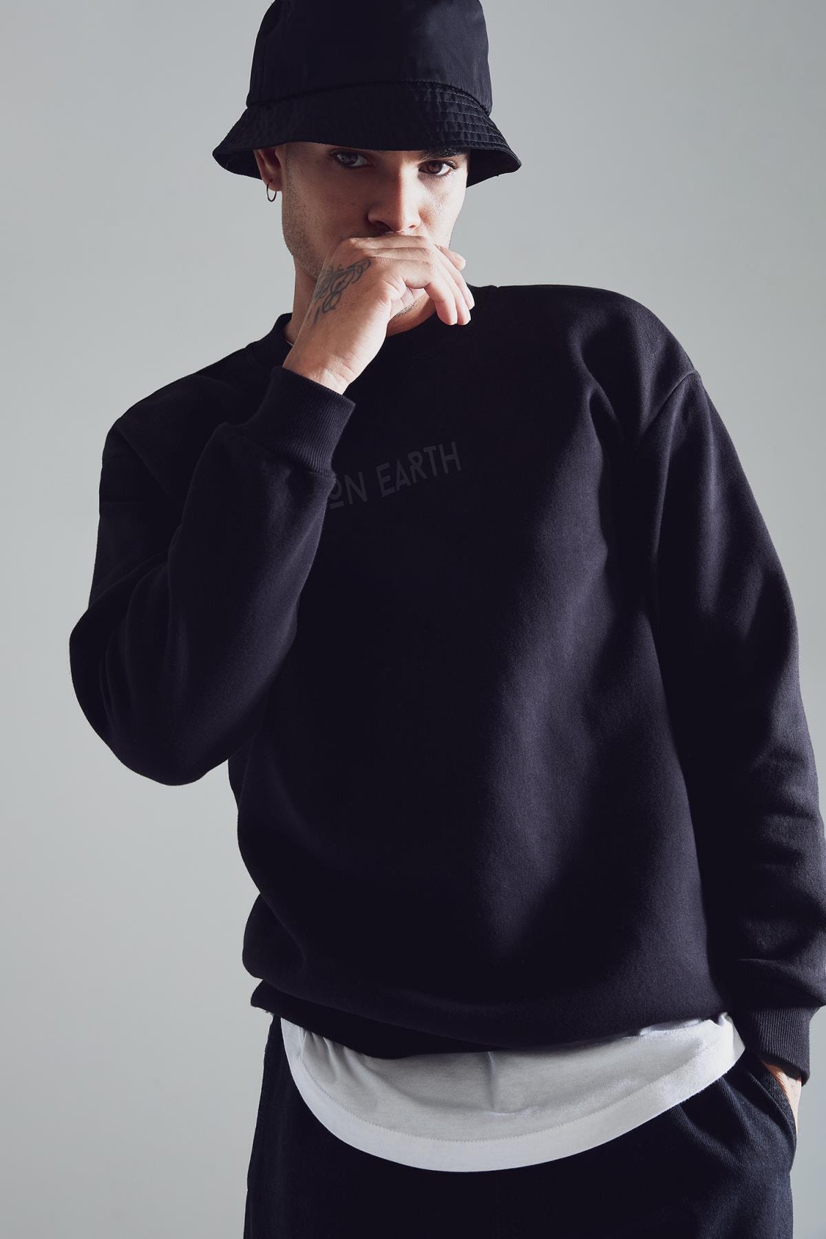 DeFacto Boxy Fit Bisiklet Yaka Baskılı Içi Yumuşak Tüylü Sweatshirt