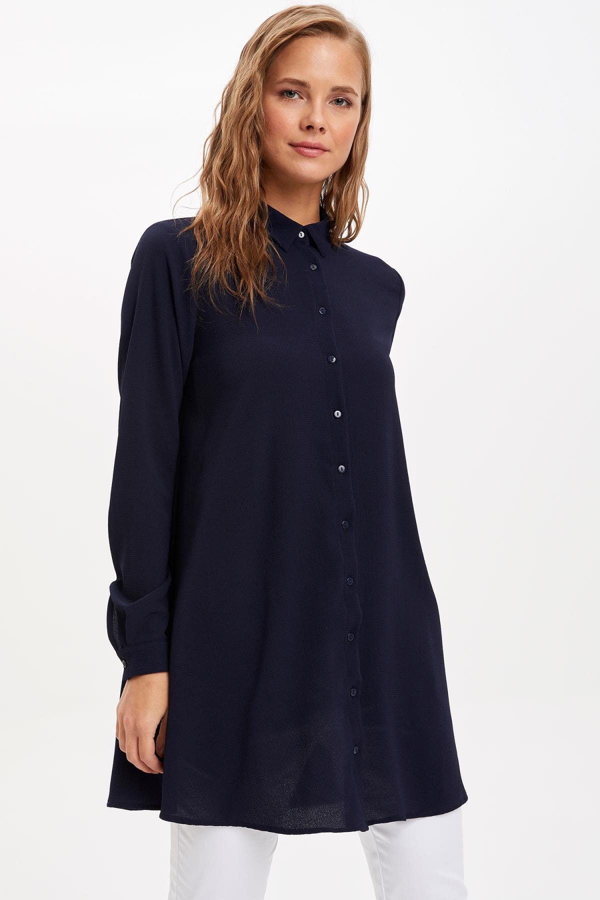 DeFacto Relax Fit Gömlek Yaka Tunik