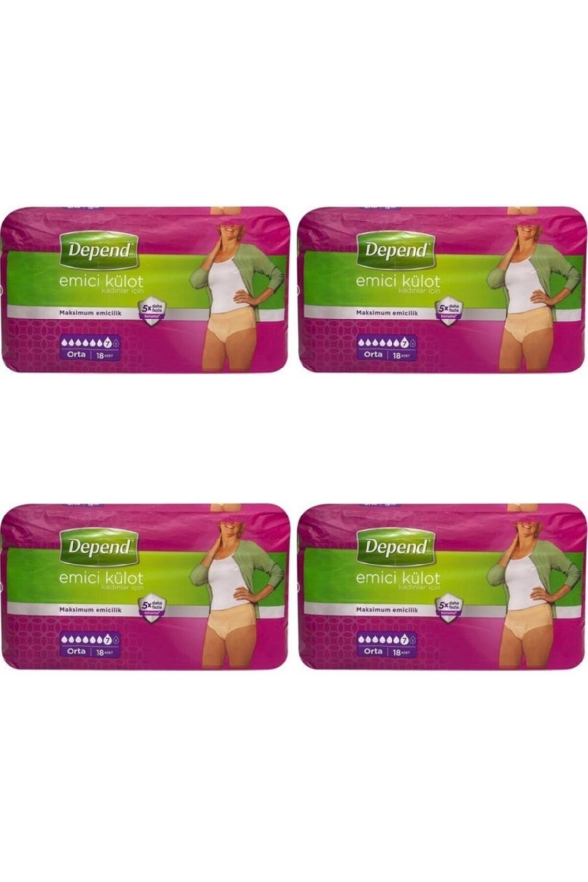 Depend Emici Külot Eko Paket Kadın Orta 18'li Paket 4'lü