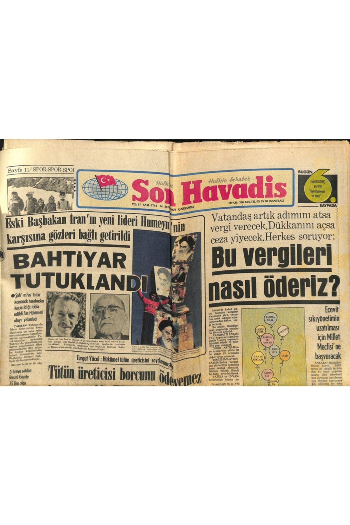 Gökçe Koleksiyon Son Havadis Gazetesi 14 Şubat 1979 - Akbank'ın Sermayesi Bir Milyara Yükseltildi