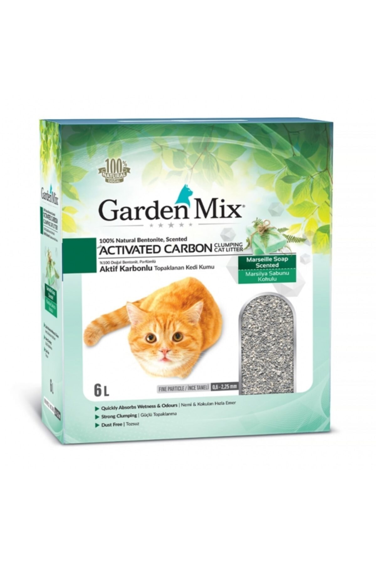 Gardenmix Garden Mix Activated Carbon Marsilya Sabunlu Topaklanan Kedi Kumu 6 Lt