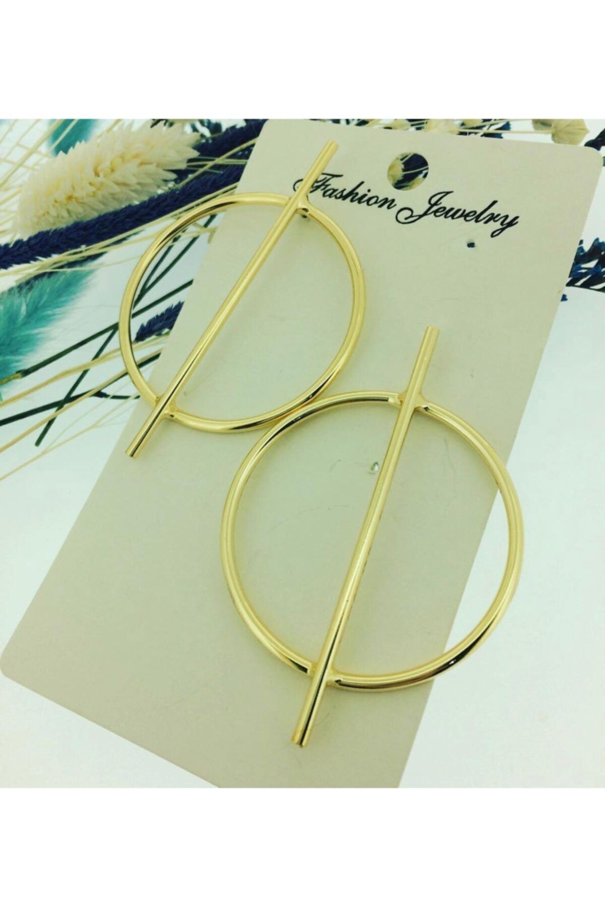ME KÜ ACCESORİESS Sarı Yuvarlak Halka Küpe Model