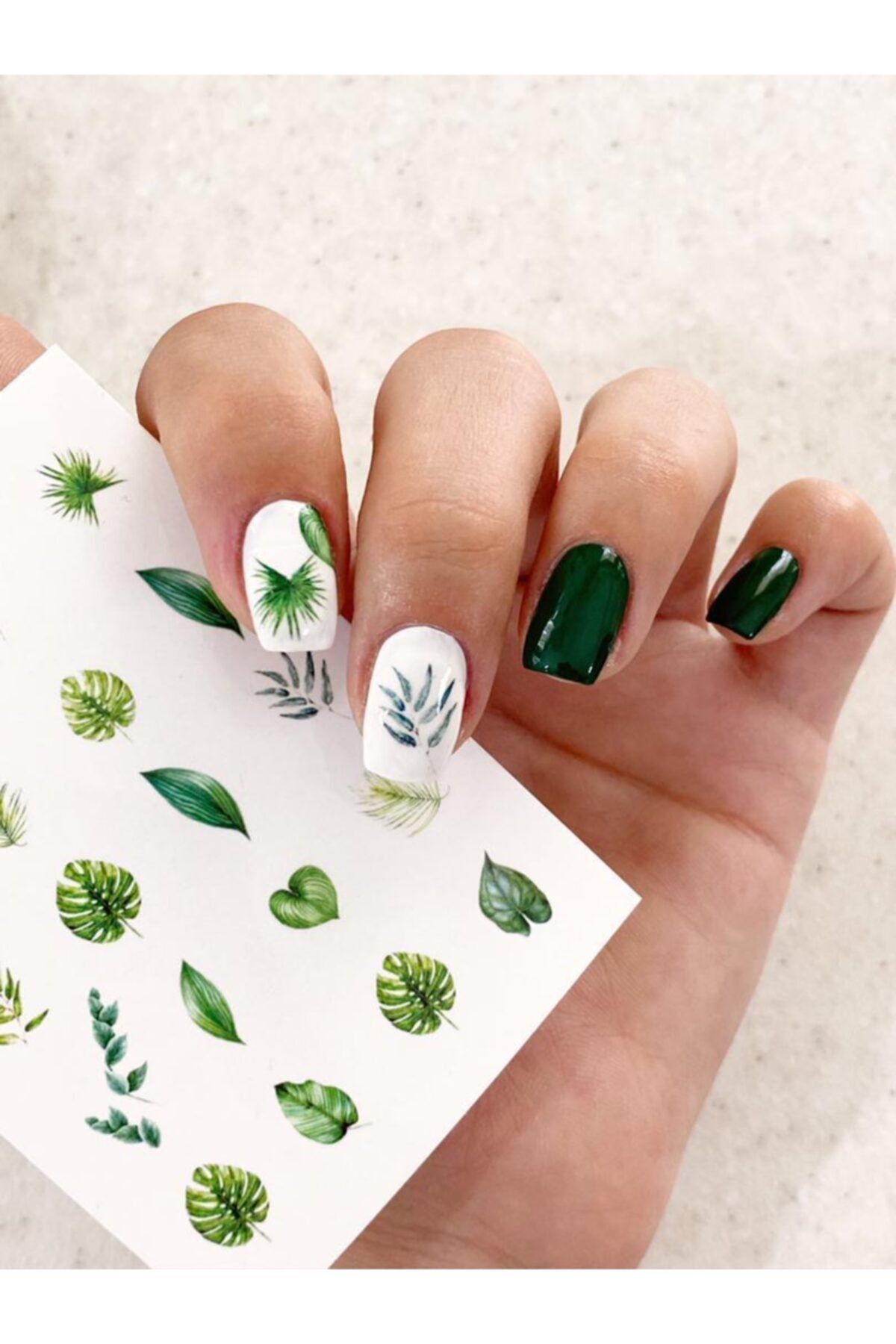 SCA KOZMETİK Yeşil Yaprak Desenli Tırnak Dövmesi Tırnak Tattoo Nail Art Tırnak Sticker