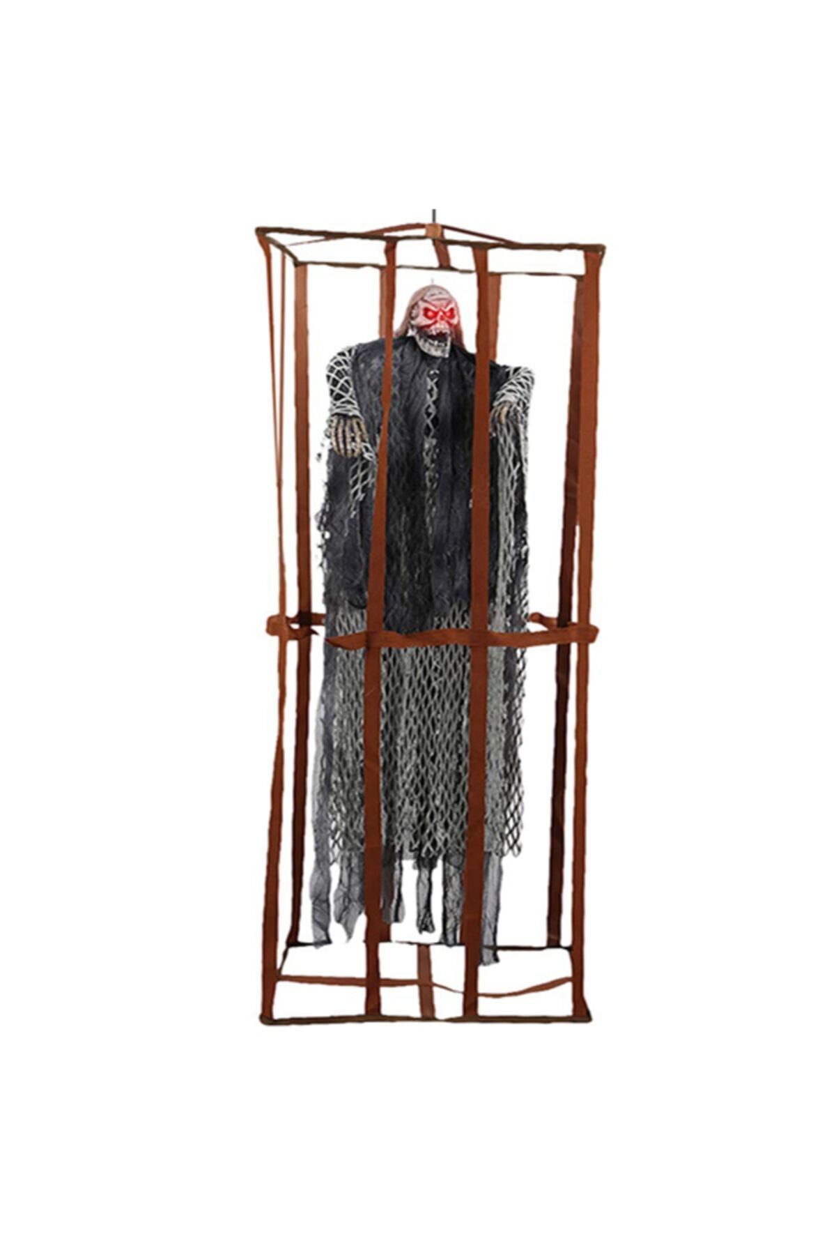 Samur Marka: Ürpertici Scary Halloween Sesli Hareketli Sensörlü Siyah Kuru Kafa Dekor 90 Cm Katego