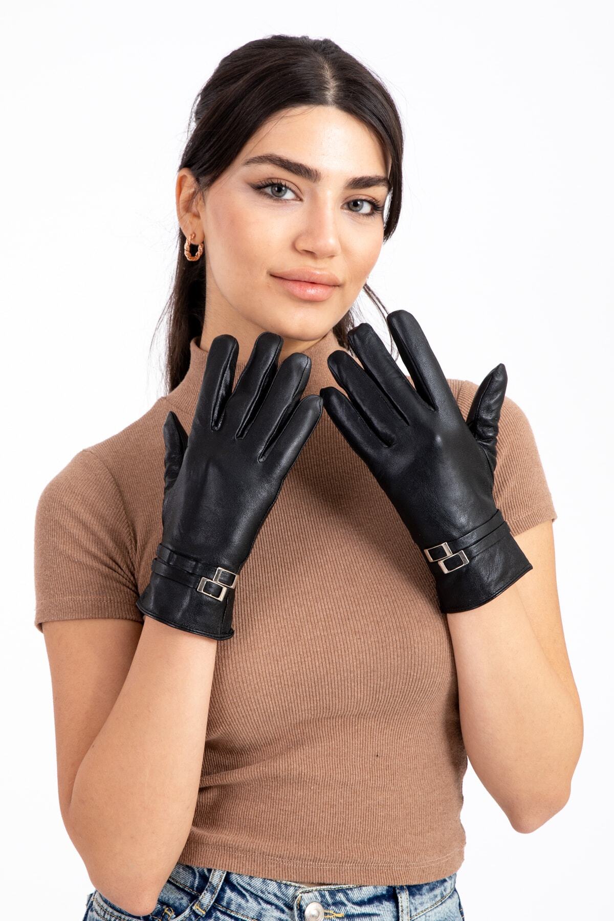 LadyColor Kadın Eldiven Tam Deri Siyah