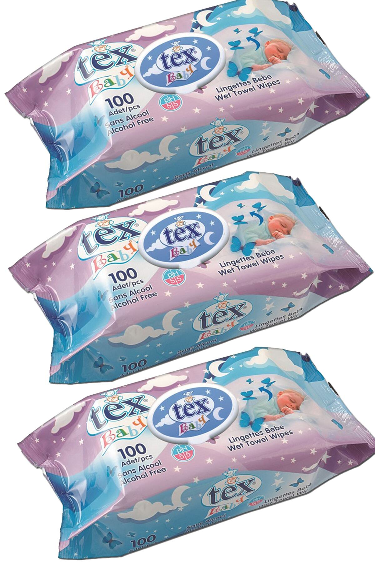 Tex Baby Mor 100'lü Islak Mendil X 3 Adet