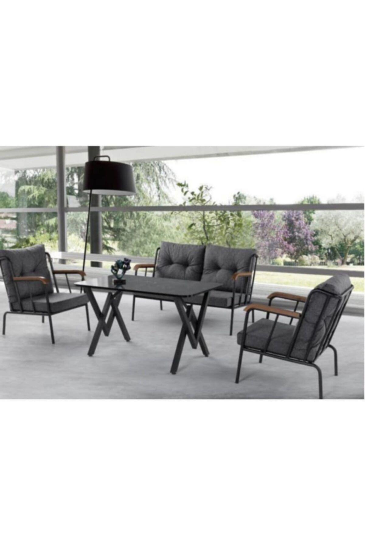 MARANGOZ HOME Çay Seti Balkon Çay Seti Koltuk Takımı Bahçe Koltuk Takımı Metal Koltuk Seti