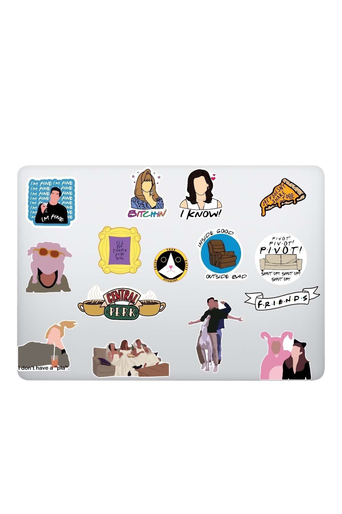 Katze Stickers Friends Temalı Laptop Notebook Tablet Sticker Seti (14 Adet)