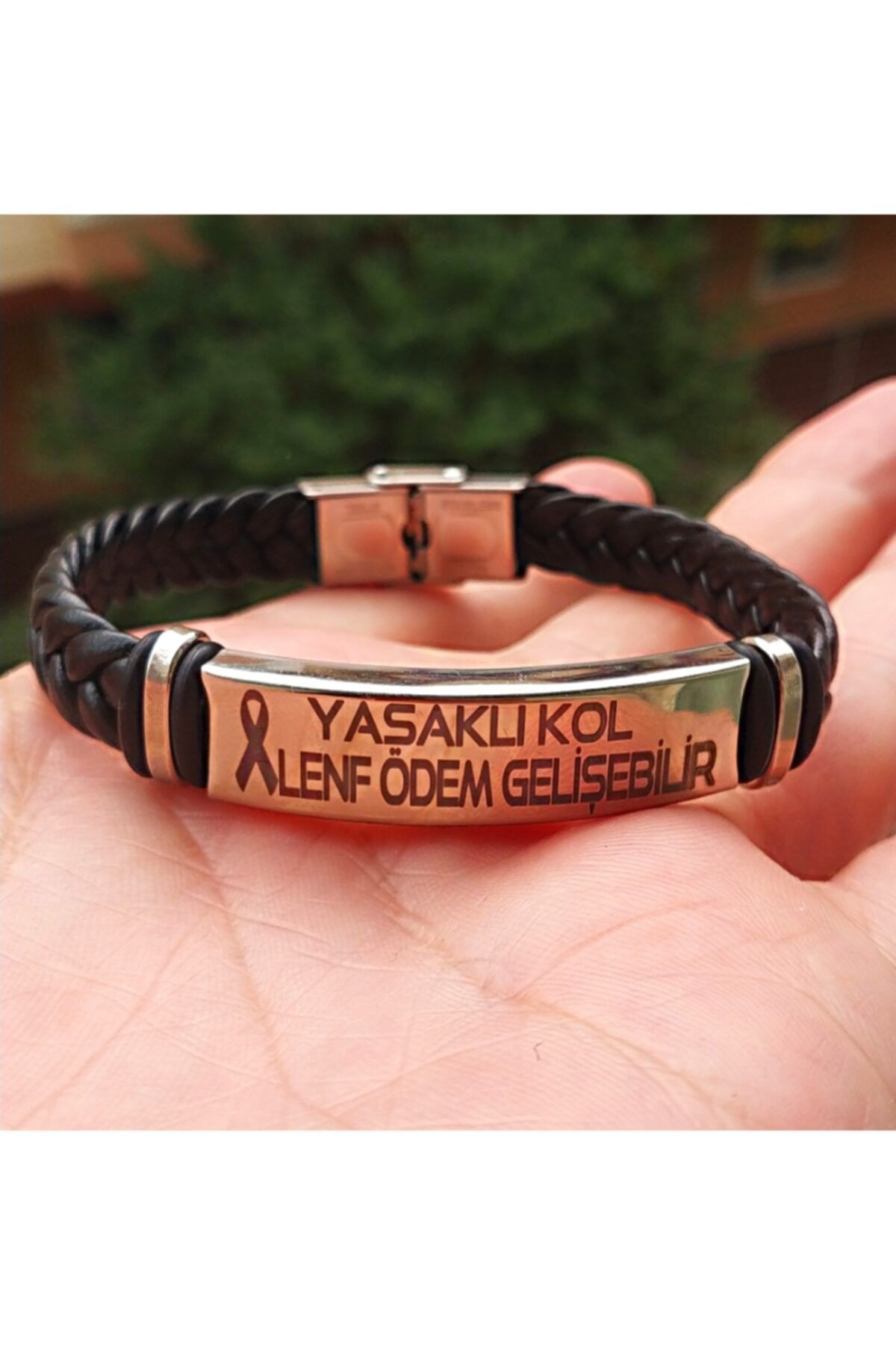 YENİ TAKI Yasaklı Kol Lenf Ödem Gelişebilir Meme Kanseri Özel Sağlık Çelik Bileklik Örgü Deri Kordon