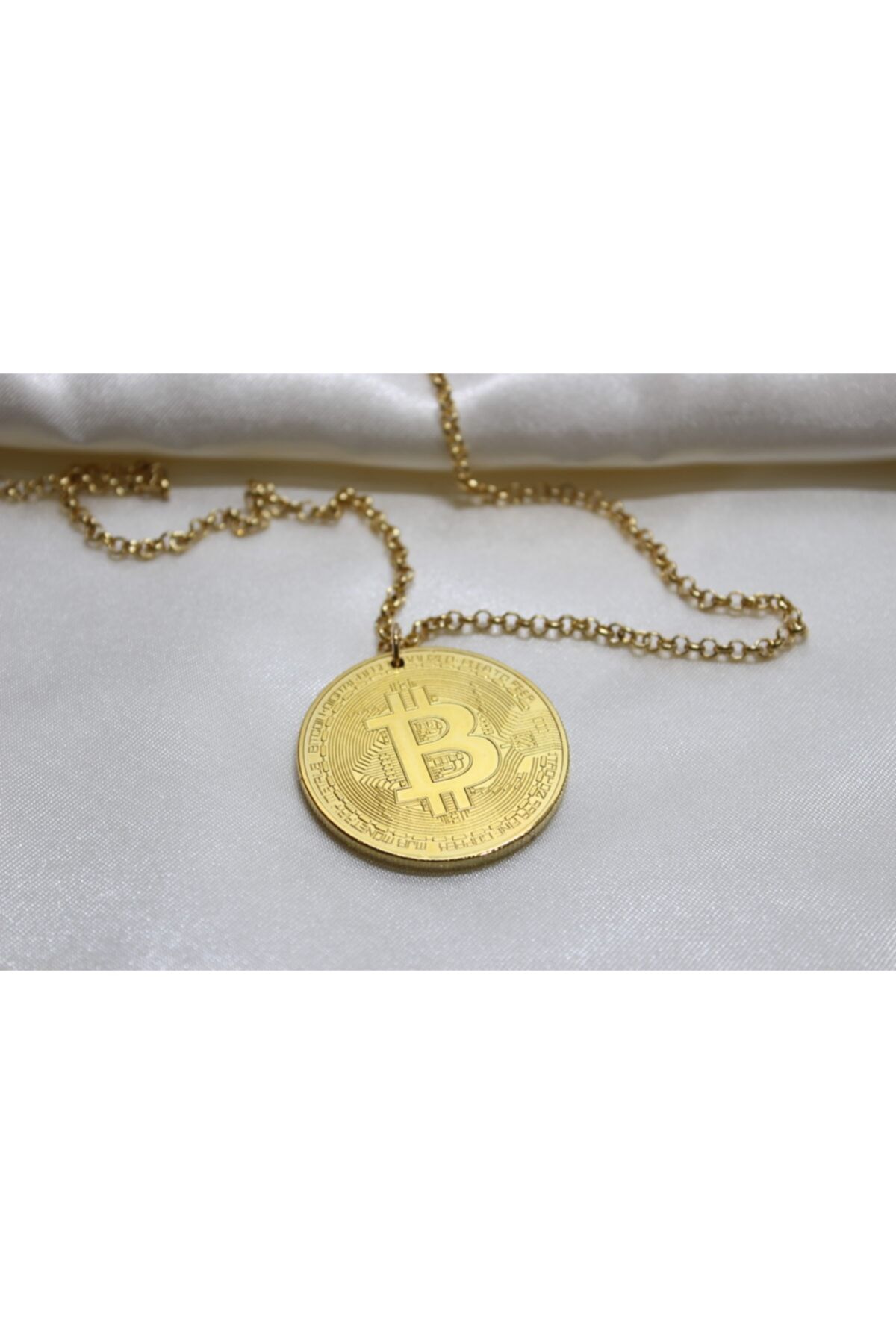 Takıhomes Bitcoin Çelik Gold Kolye
