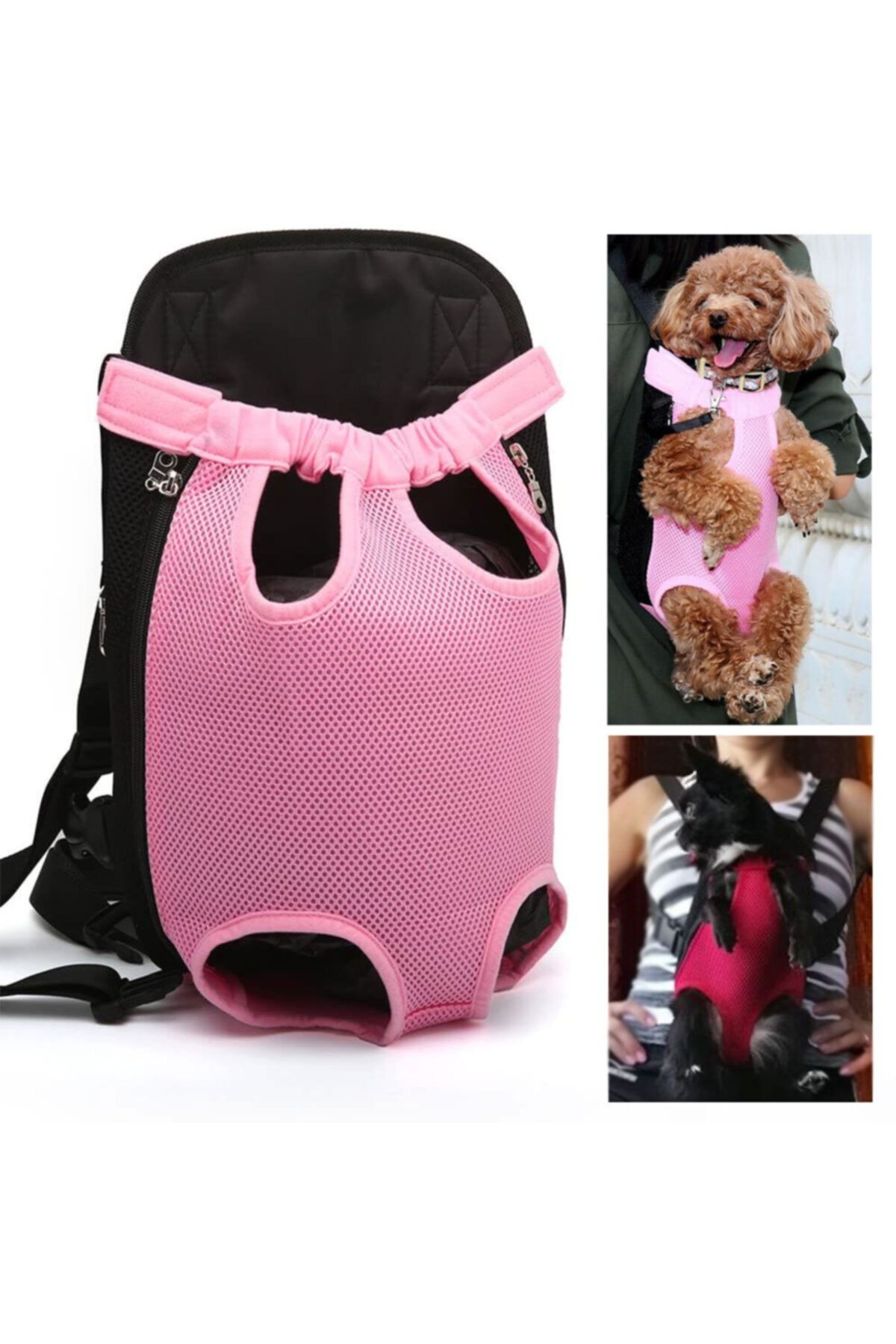 Ksburda Kedi Köpek Gögüs Çanta Nefes Alabilir Kumaş Ultra Kanfor Kedi Köpek Taşıma Çantası Pembe