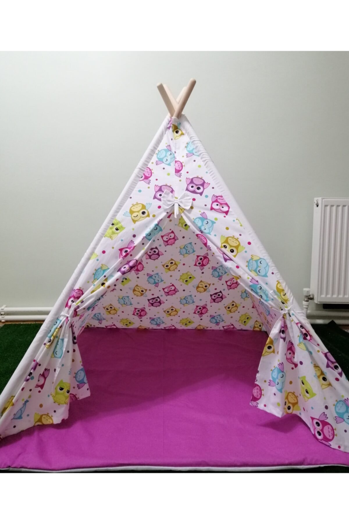 Rosemilla %100 Organik Pamuk Baykuş Desenli Kızılderili Çocuk Oyun Çadırı