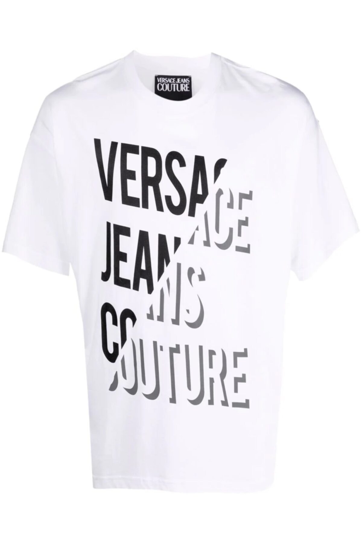Versace Geniş Kesim Blade Logo Baskı Jeans Couture Beyaz Oversize T-shirt
