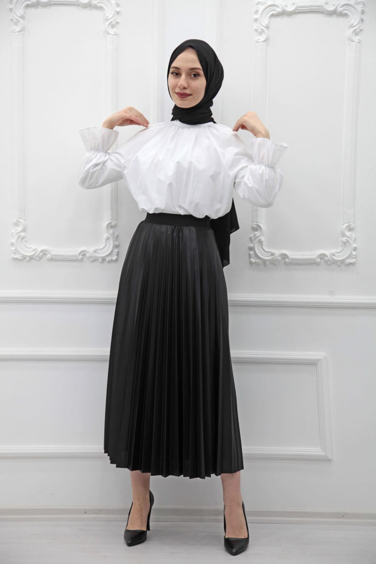 Giza Giyim Kadın Parlak Piliseli Etek