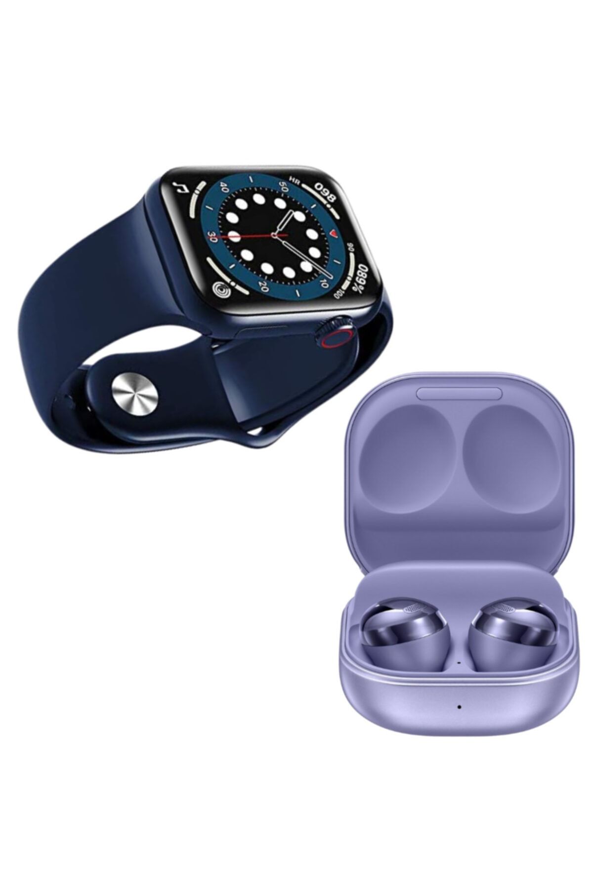 DetoksHome 2 Li Premium Set Hw12 Full Ekran Akıllı Saat Samsung Galaxy Buds Pro Mor Kablosuz Bluetooth Kulaklık