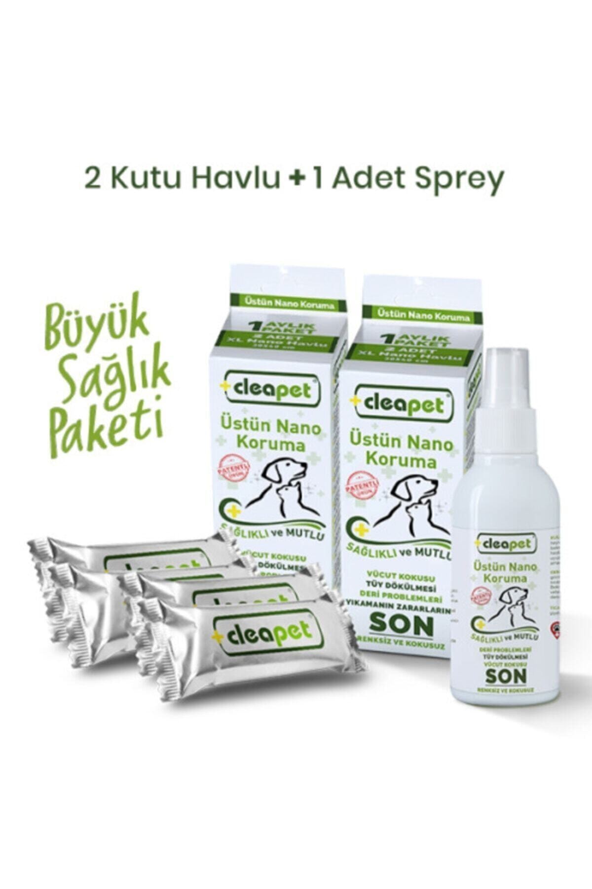 Cleapet Büyük Sağlık Paketi 2 Adet Havlu + 1 Adet Sprey