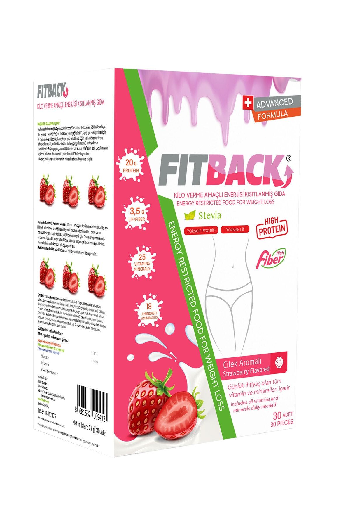 Fitback Çilek Aromalı Zayıflama Amaçlı Gıda 30 Öğün