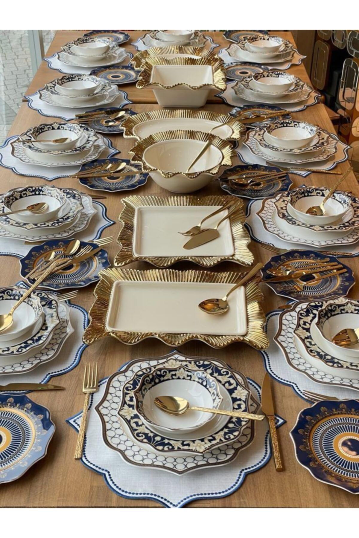 ROSSEV Yemek Takımı Blue Ring 155 Parça 12 Kişilik