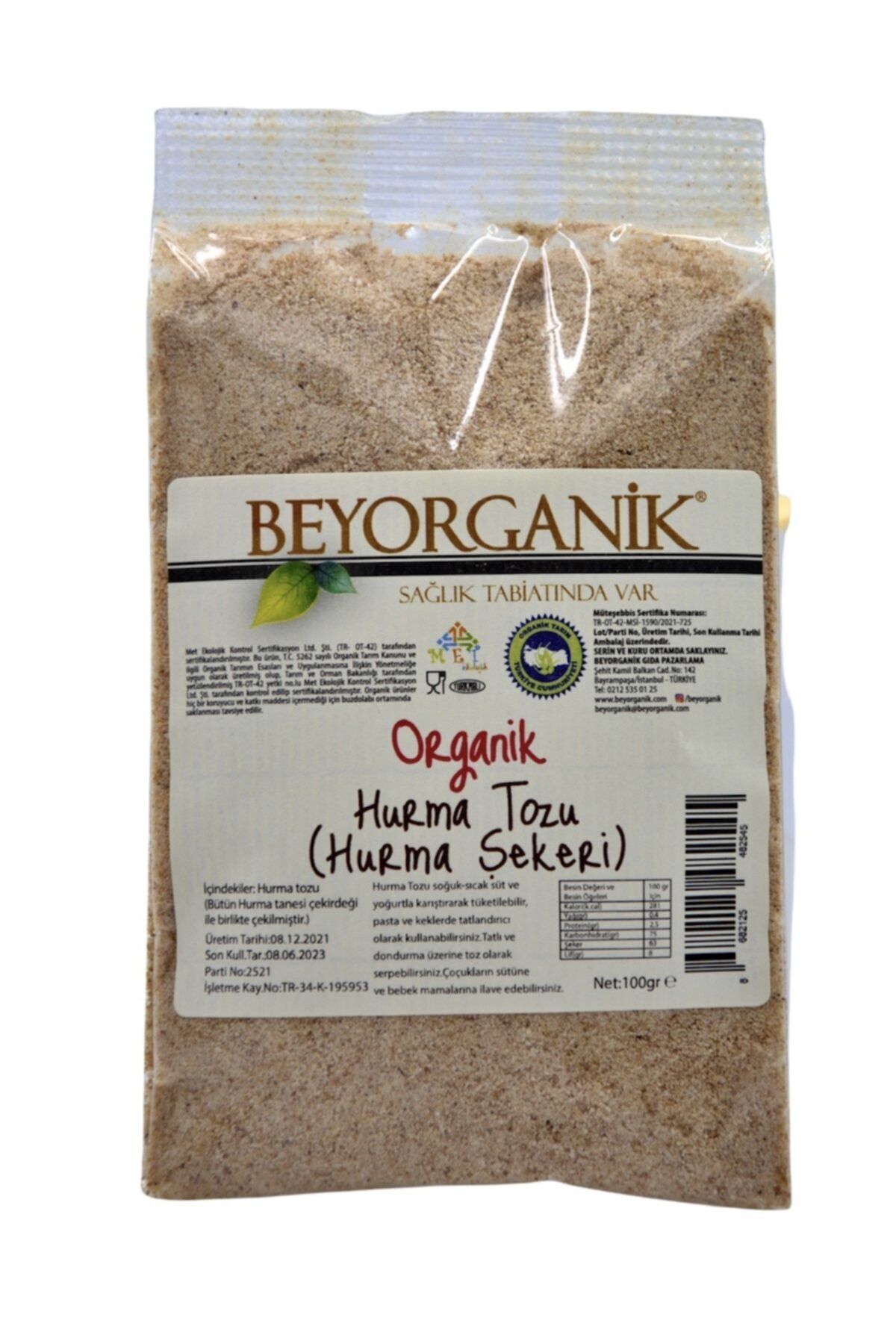 BEYORGANİK Organik Hurma Tozu (ŞEKERİ) 100gr