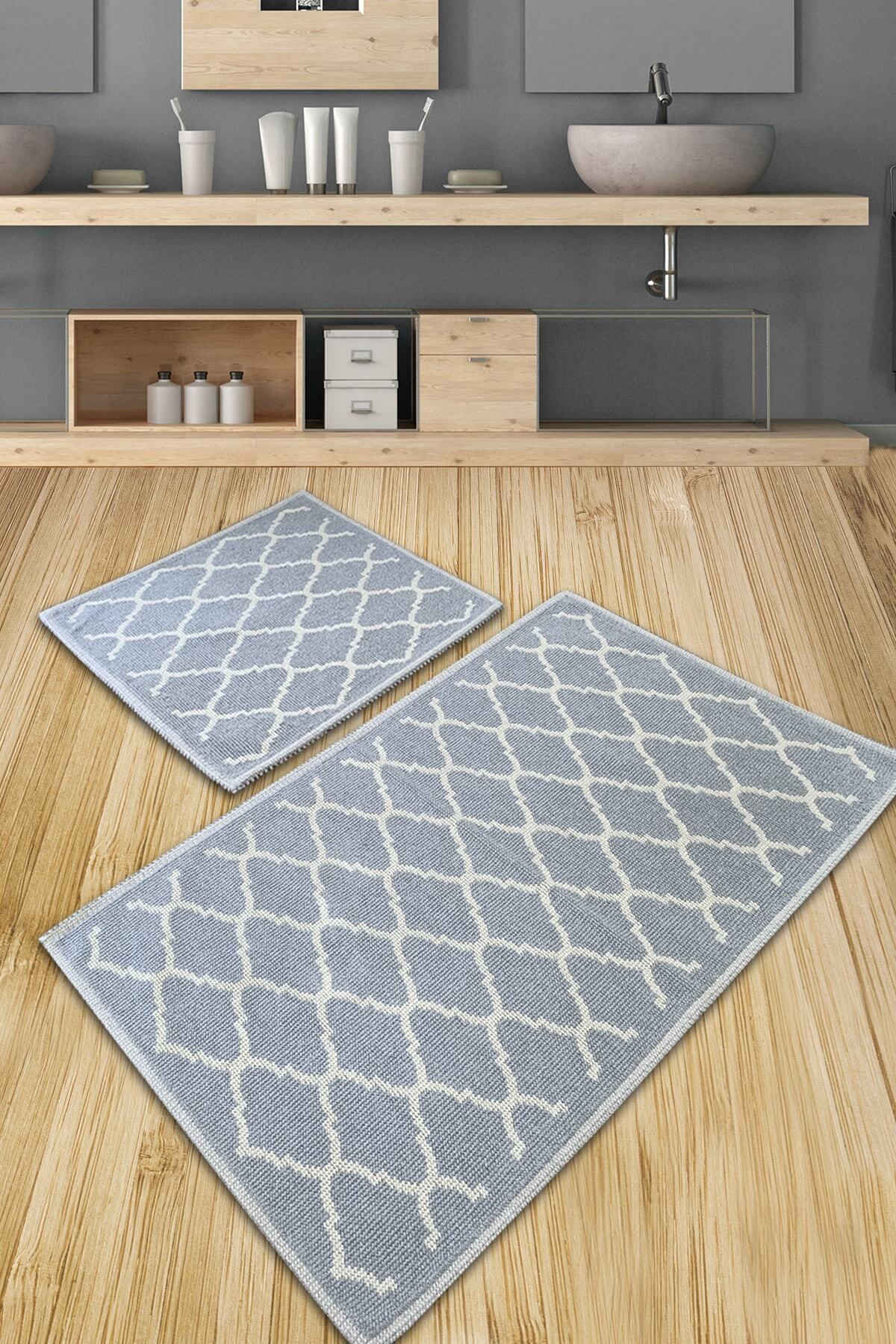 Chilai Home Fetta 2 Li Set Doğal Pamuklu Kilim Banyo Paspas Seti Yıkanabilir