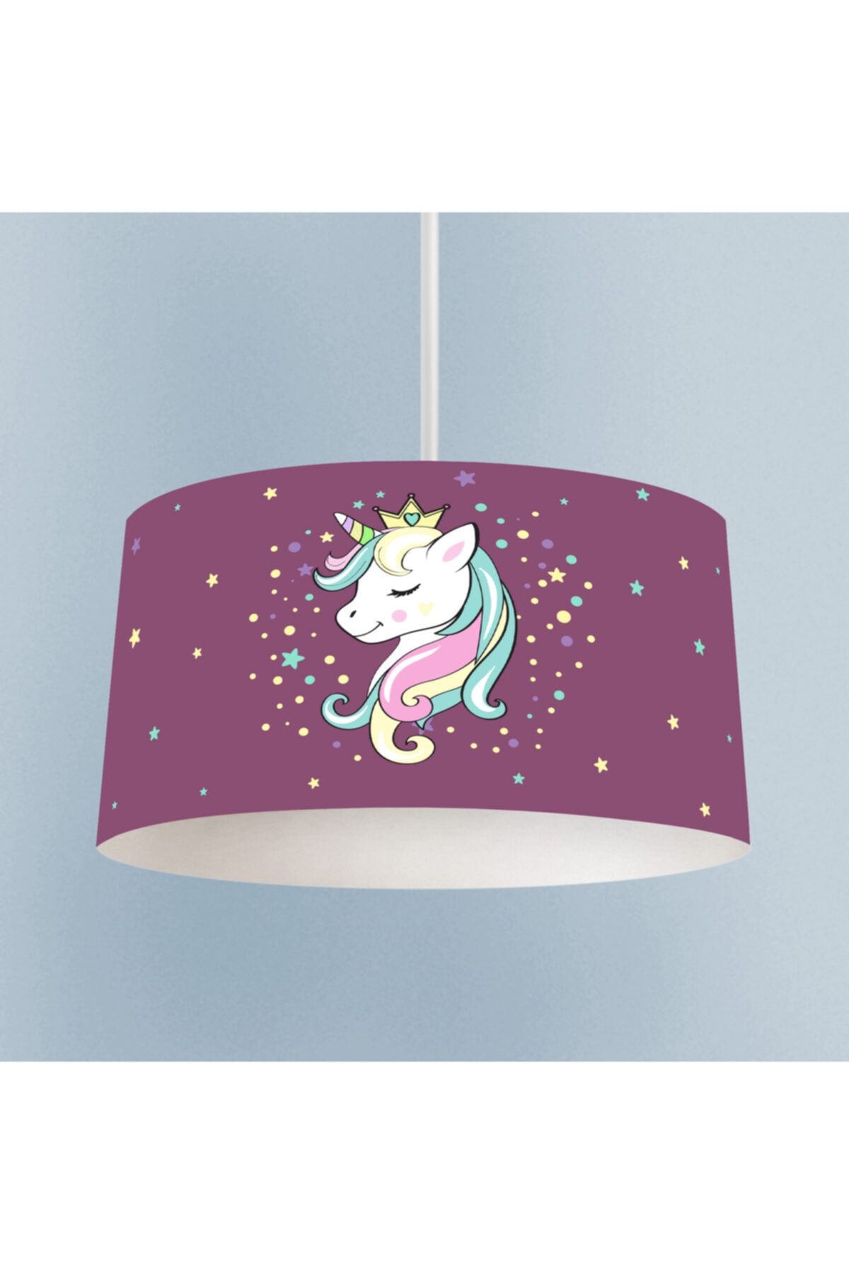 BMK's STORE Bebek ve Çocuk Odası Mor Unicornlu Avize -079