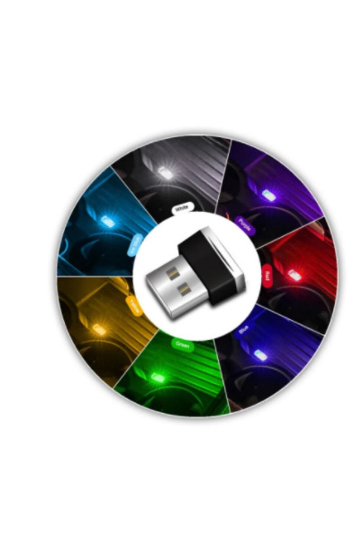 Asroya Araba Araç Usb Led Ambiyans Işığı Işık Kırmızı
