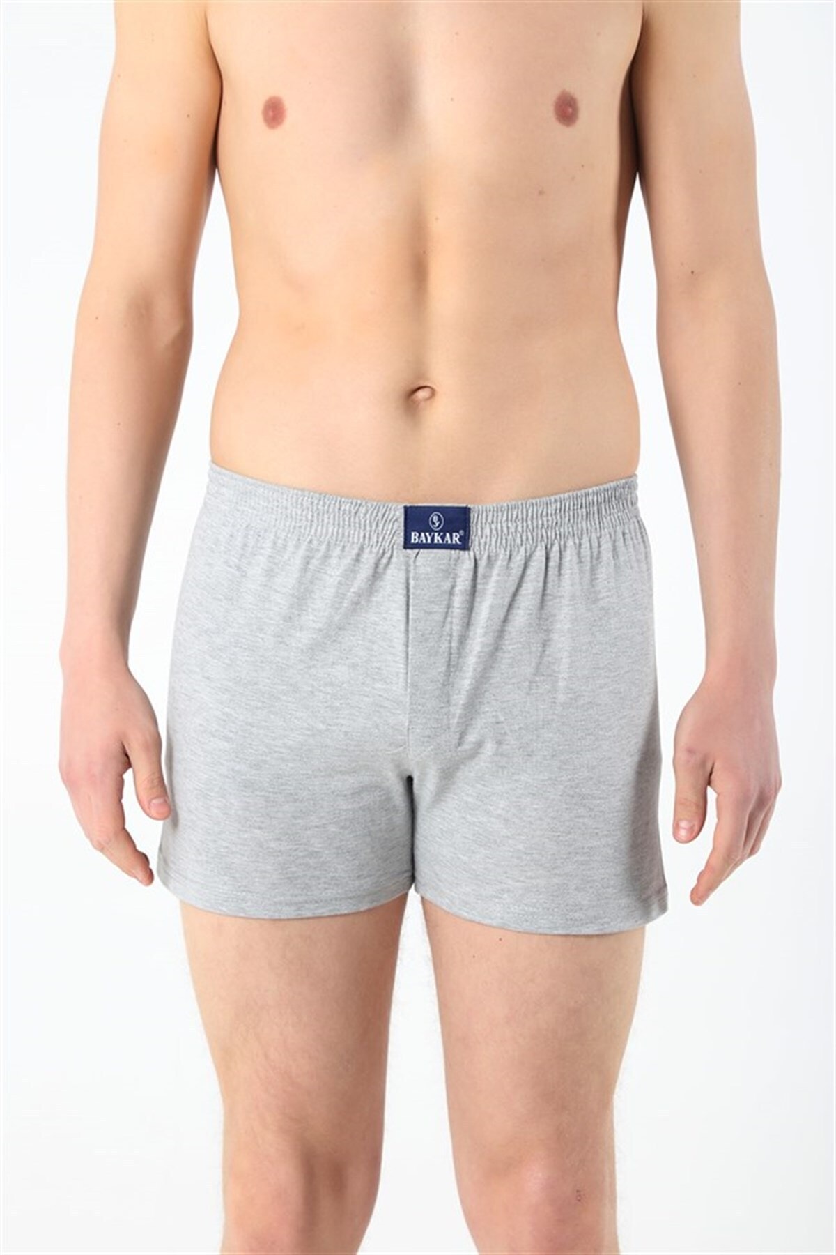 BAYKAR Gri Erkek Pamuklu Düz Boxer 3'lü Set 1119