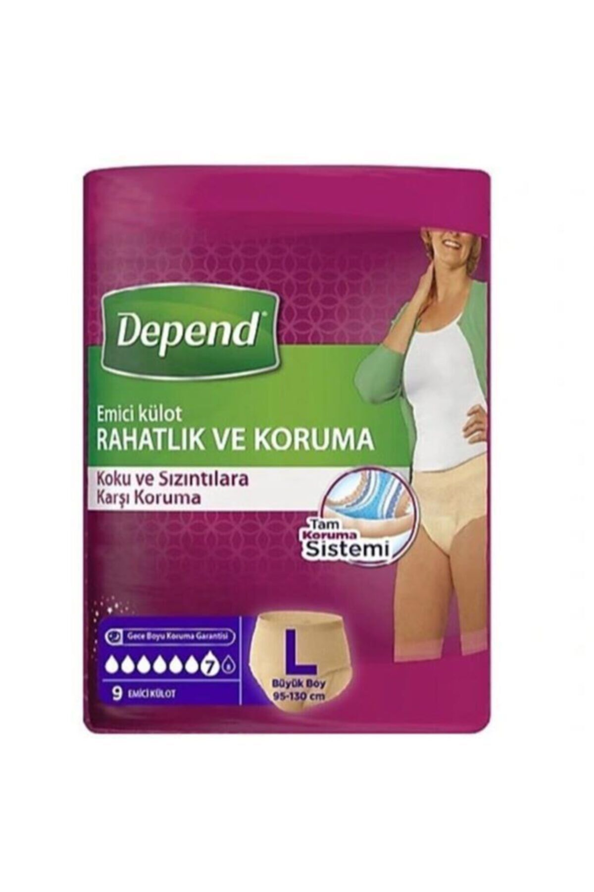 Depend Emici Külot Kadın Büyük Boy Large Beden 9 Adet
