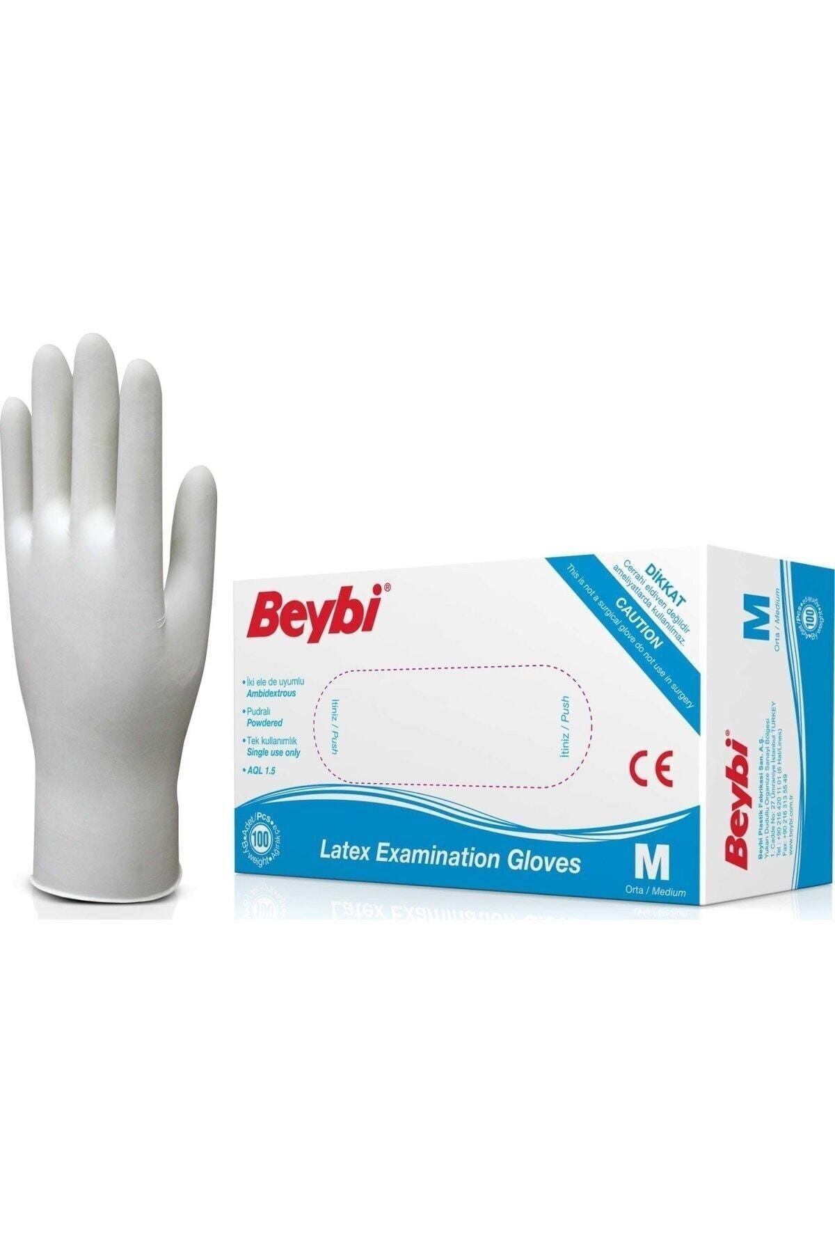Beybi Lateks Pudralı Eldiven 100 Adet M Beden