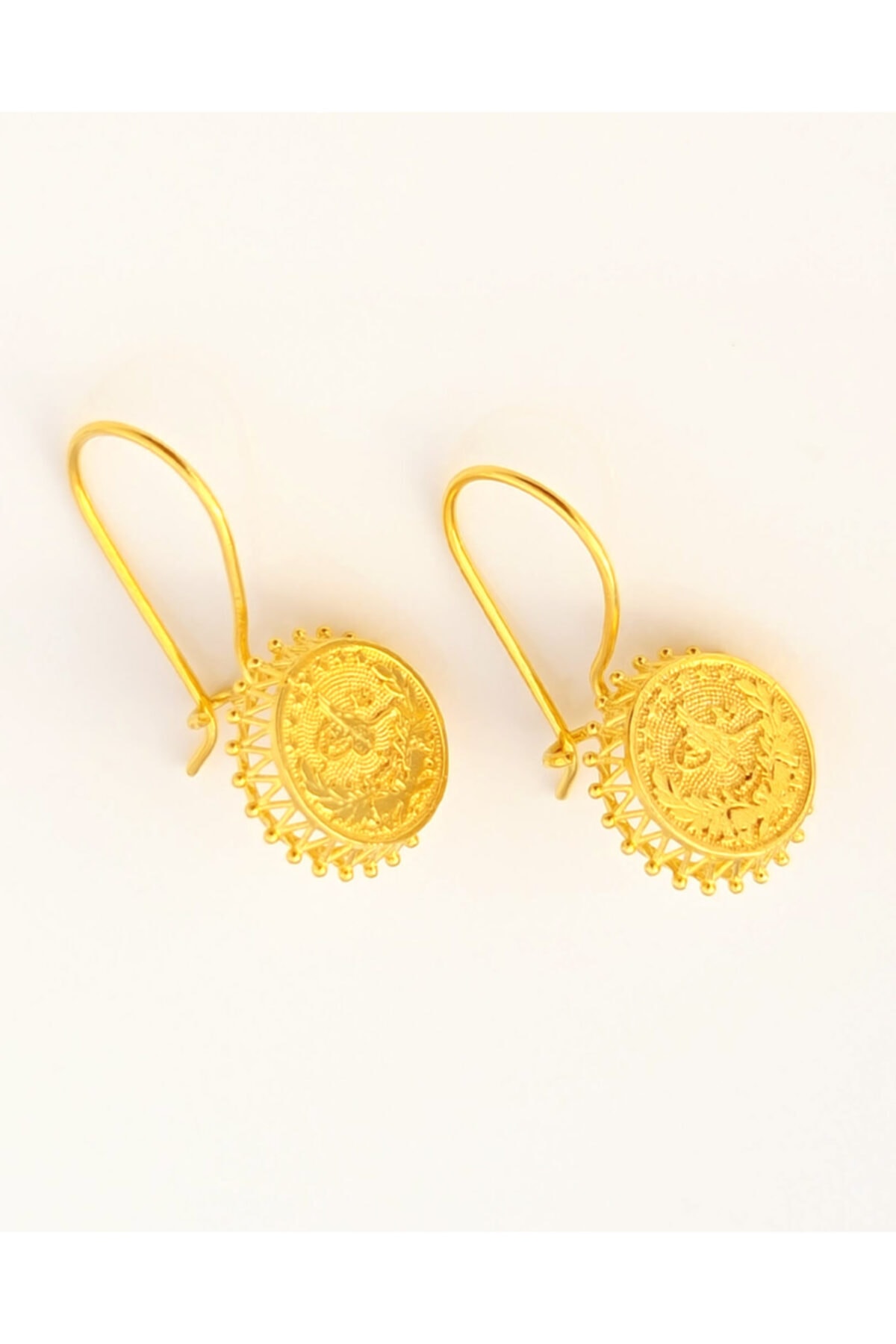 VeraDesignGold Pres Baskı Tuğralı Altın Küpe