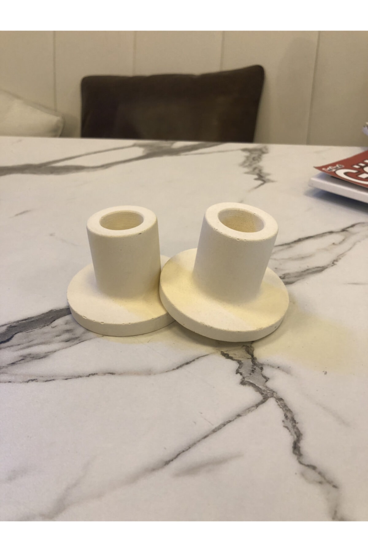 AİWE DESİGN 2'li Bej Beton Şamdan Mumluk Muml1013