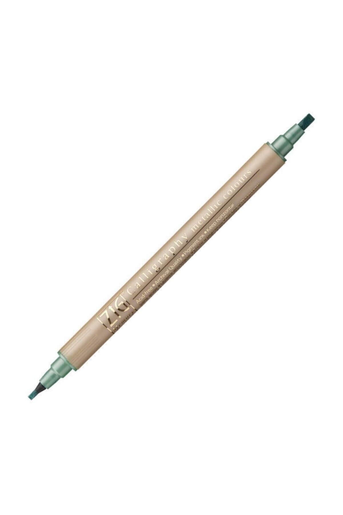 Zig Çift Uçlu Yaldızlı Kaligrafi Kalemi 2 mm + 3.5 mm 121 Metallic Green