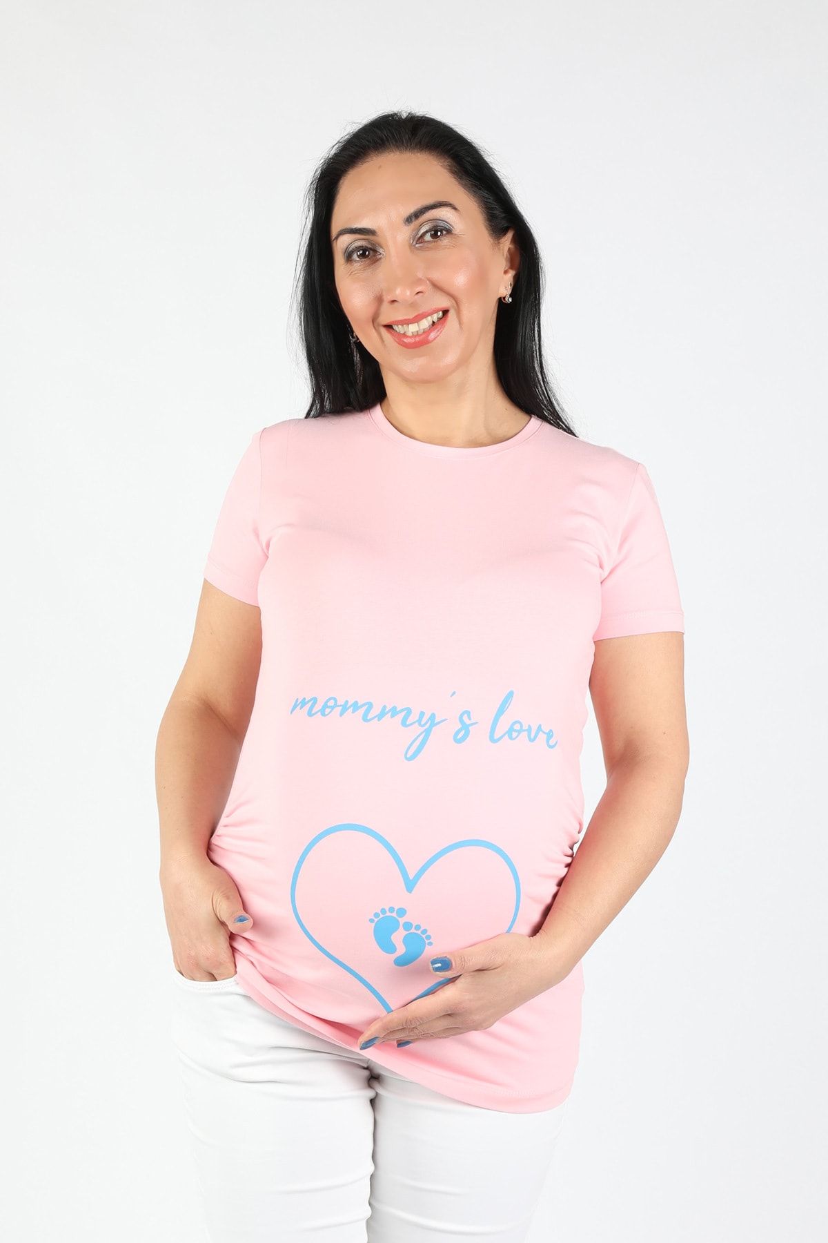 BALİNS Hamile Mommy Love Tişört Pembe-mavi