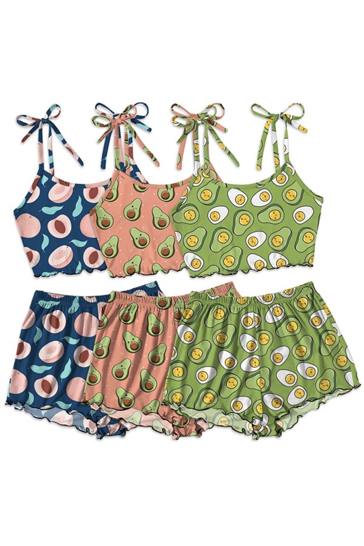Pembishomewear 3 Takım Summer Mix 1 Süpersoft Şort Takımı