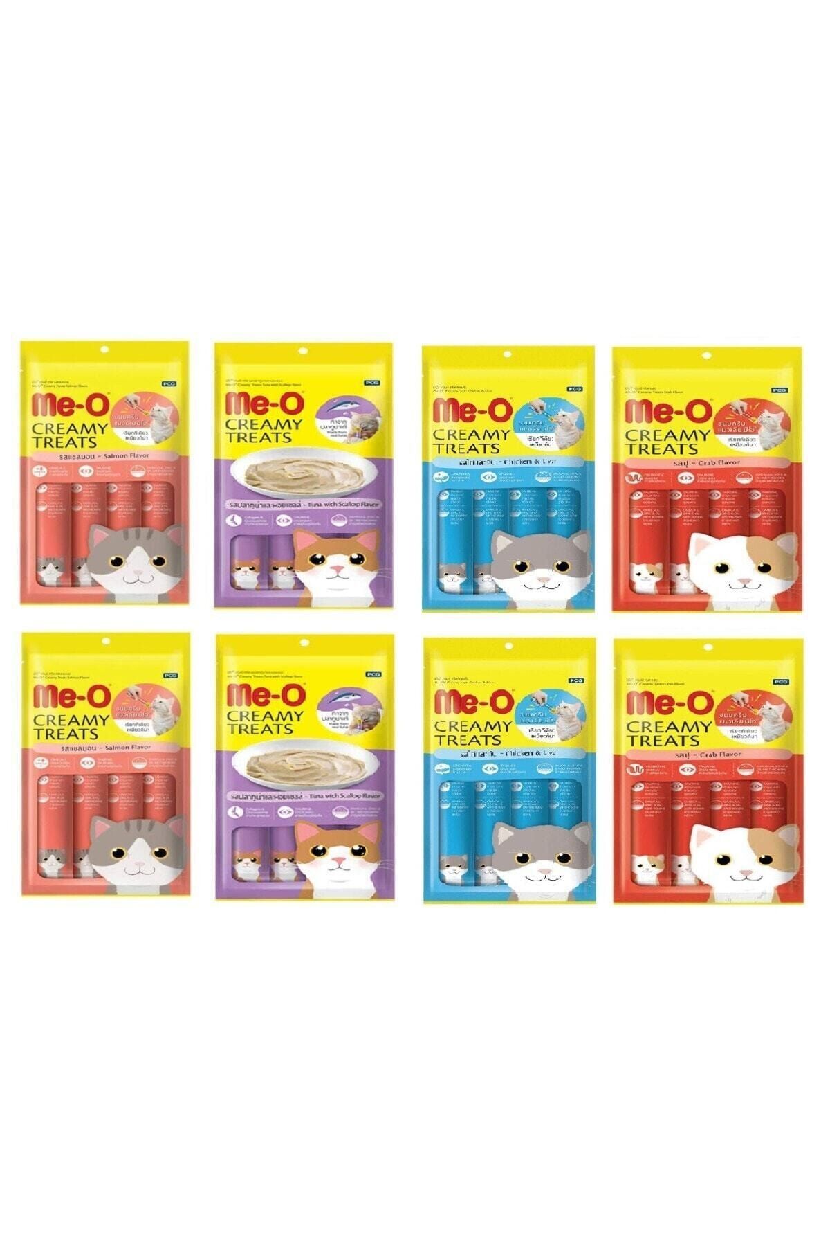 meo Creamy Treats 8''li Paket 4 Çeşit Karma Kedi Sıvı Ödülü