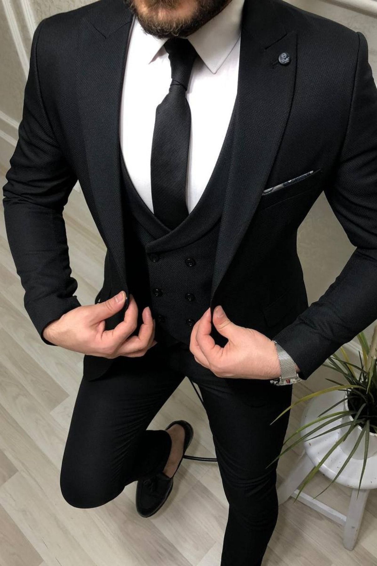 SMOKİN GİYİM Siyah Slim Fit Takım Elbise