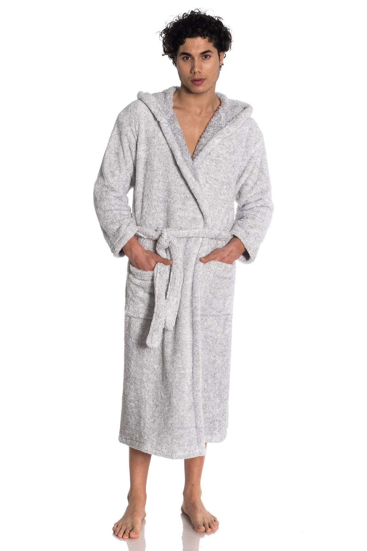 eumenia Erkek Beyaz Kırçıllı Kapşonlu Wellsoft Sabahlık