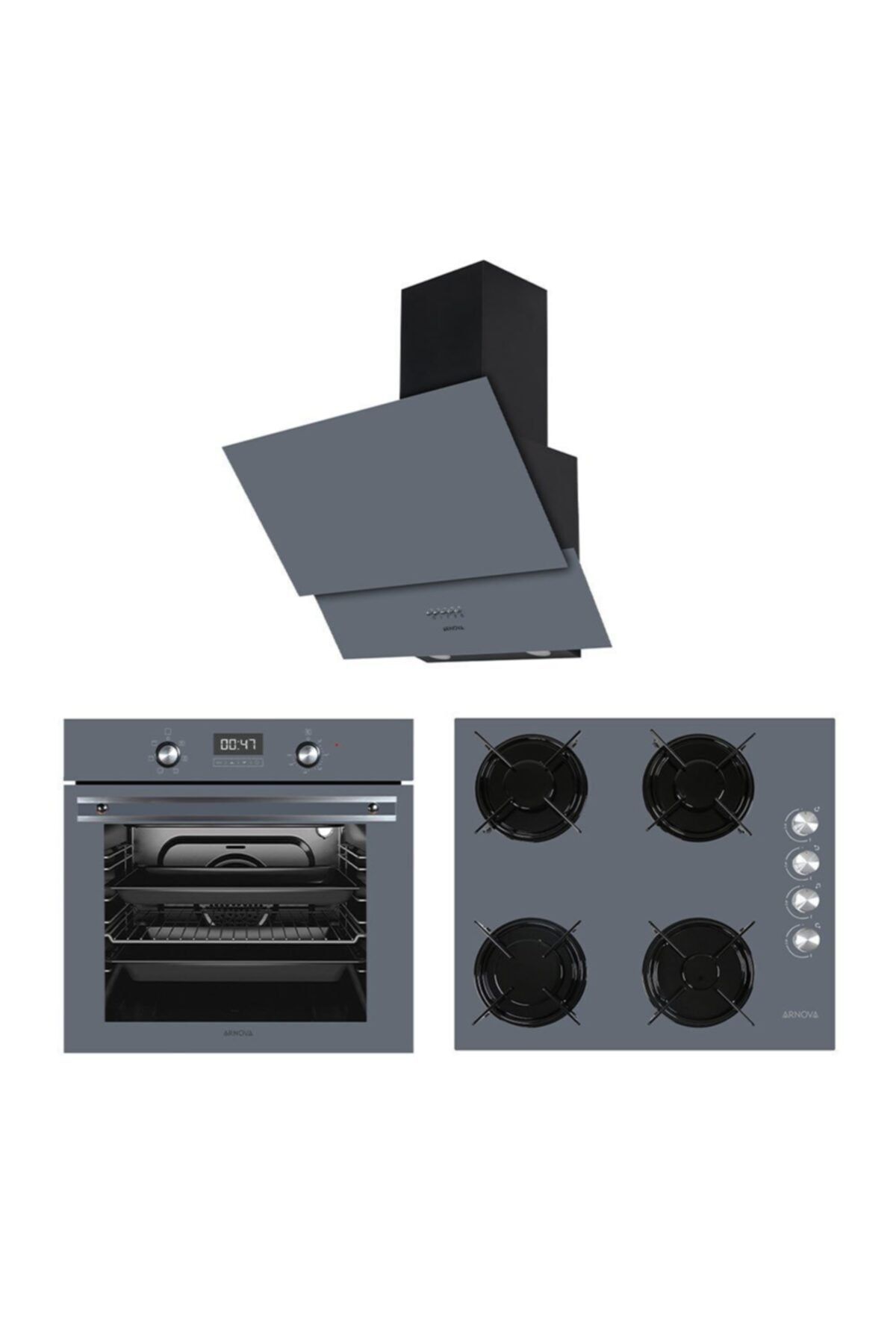ARNOVA Ankastre Set (alfa Antrasit + Afd 3600ant + Ao6300antlmng)