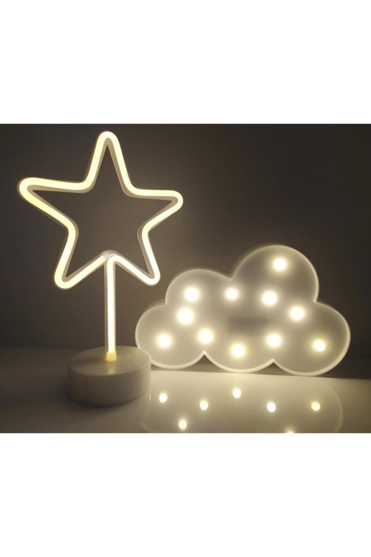 Hd Marketim Dekoratif Sarı Yıldız Neon Işık Xiyunte Led Usb Pilli Beyaz Bulut Led Gün Işığı Gece Lambası White