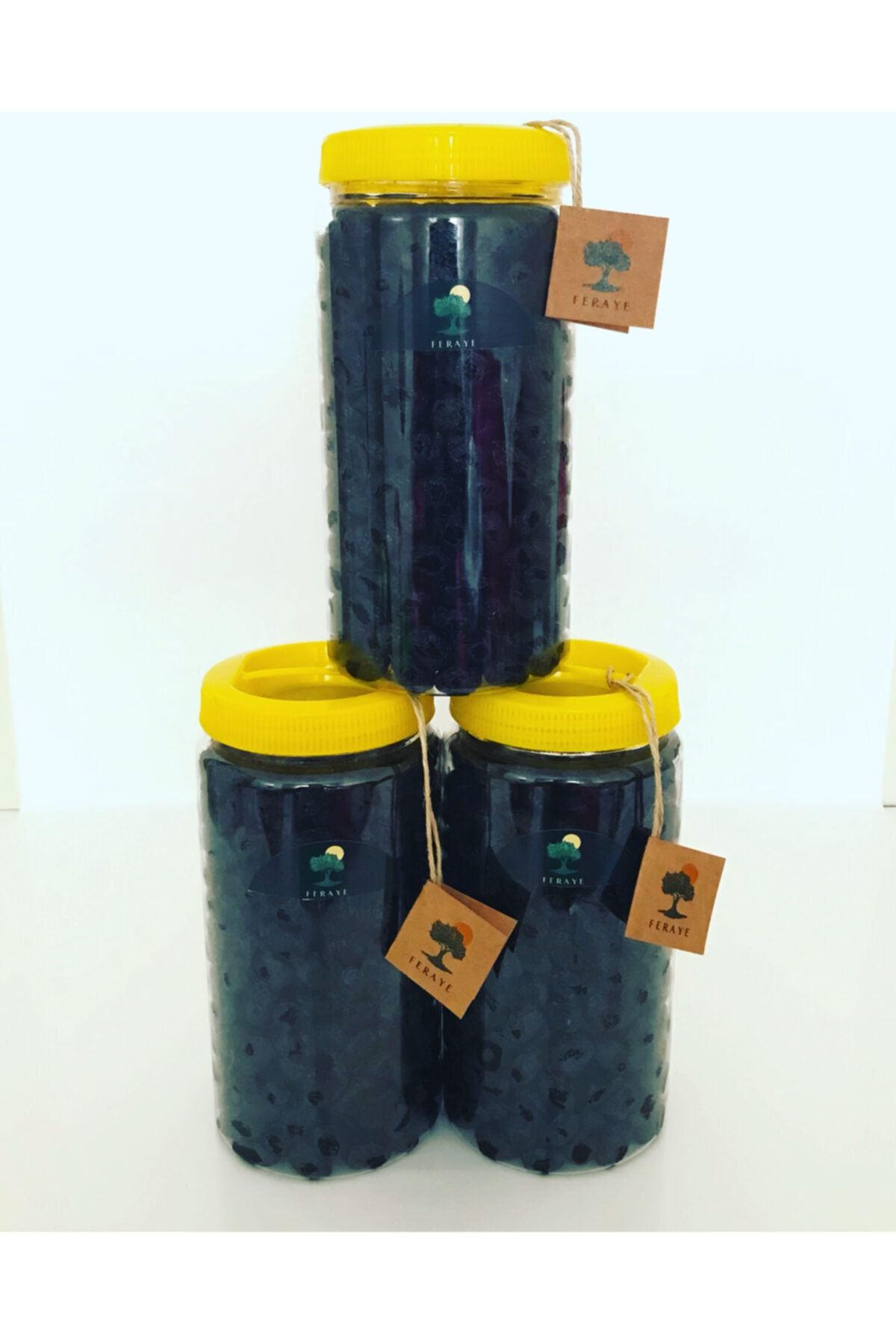 Feraye Az Tuzlu Doğal Fermente Siyah Zeytin 3*1000 Gr